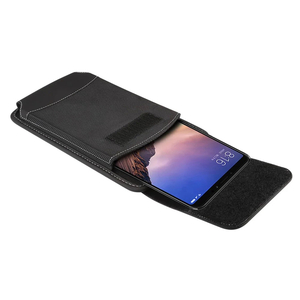 6.5 inch Universal Wear-resistant Oxford Cloth Phone Case Pouch with Belt Clip for iPhone Samsung Huawei Etc. - Black - 6