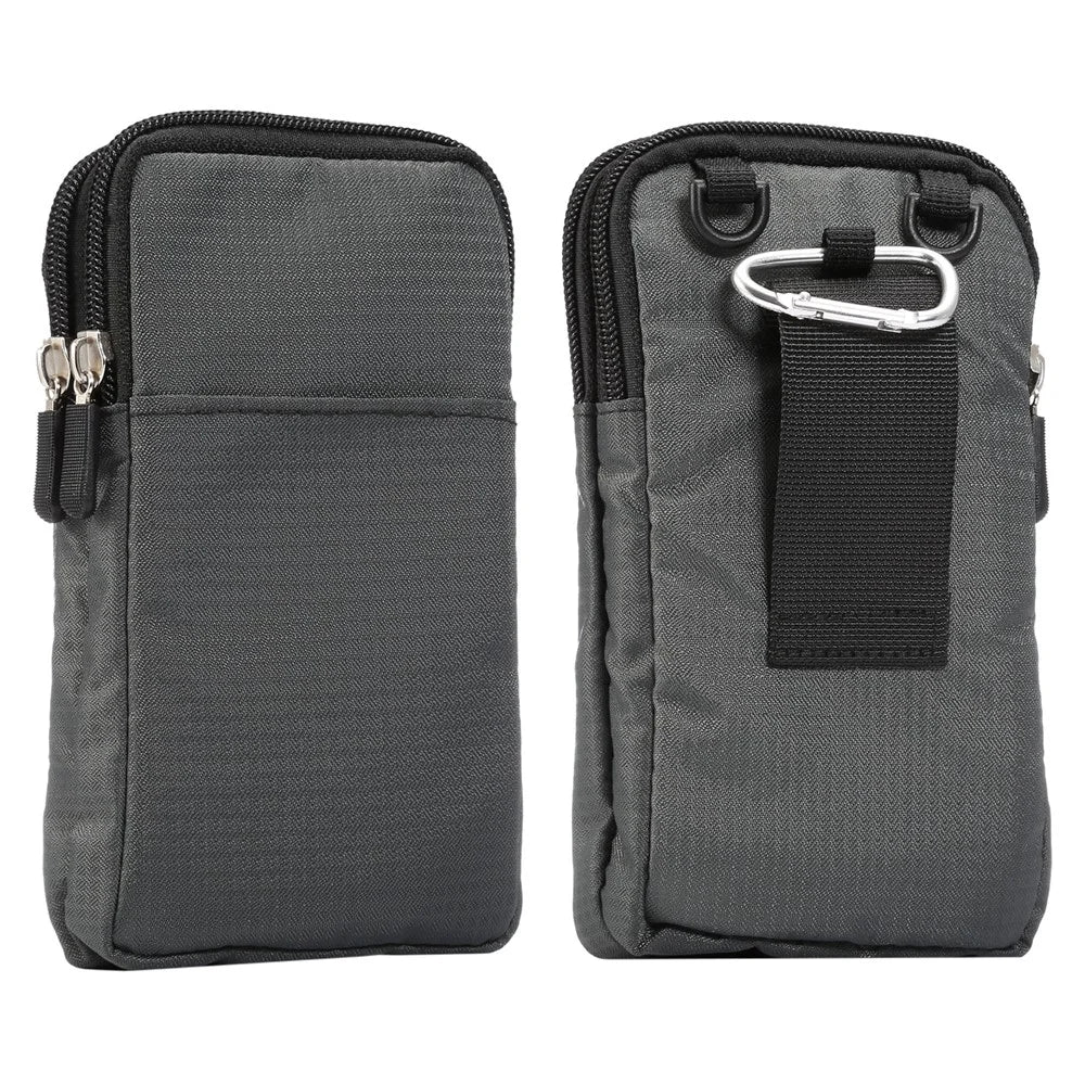 Universal 6.3-6.9 inch Phone Crossbody Pouch Nylon Waist Bag with Belt Loop for Outdoor Running Camping - Dark Grey - 1