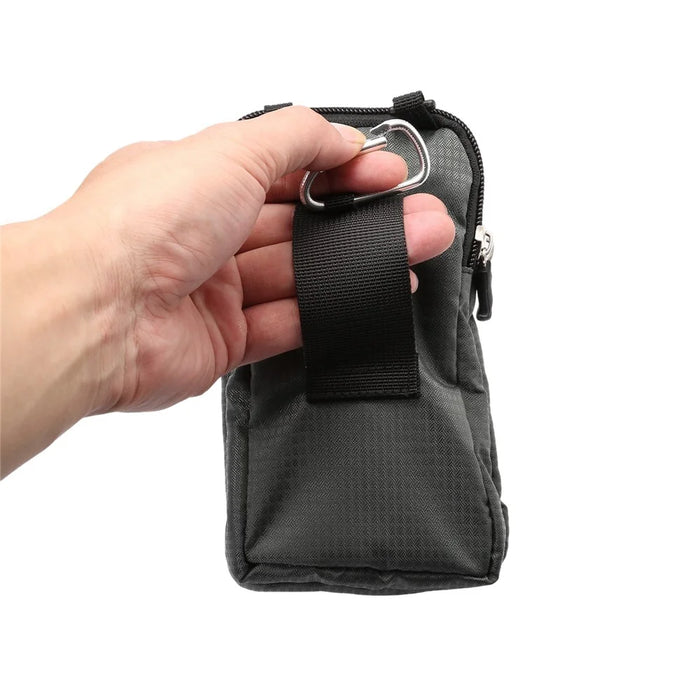 Universal 6.3-6.9 inch Phone Crossbody Pouch Nylon Waist Bag with Belt Loop for Outdoor Running Camping - Dark Grey - 6
