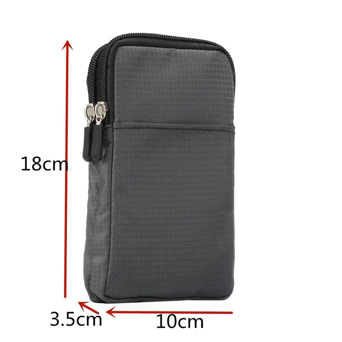 Universal 6.3-6.9 inch Phone Crossbody Pouch Nylon Waist Bag with Belt Loop for Outdoor Running Camping - Dark Grey - 7