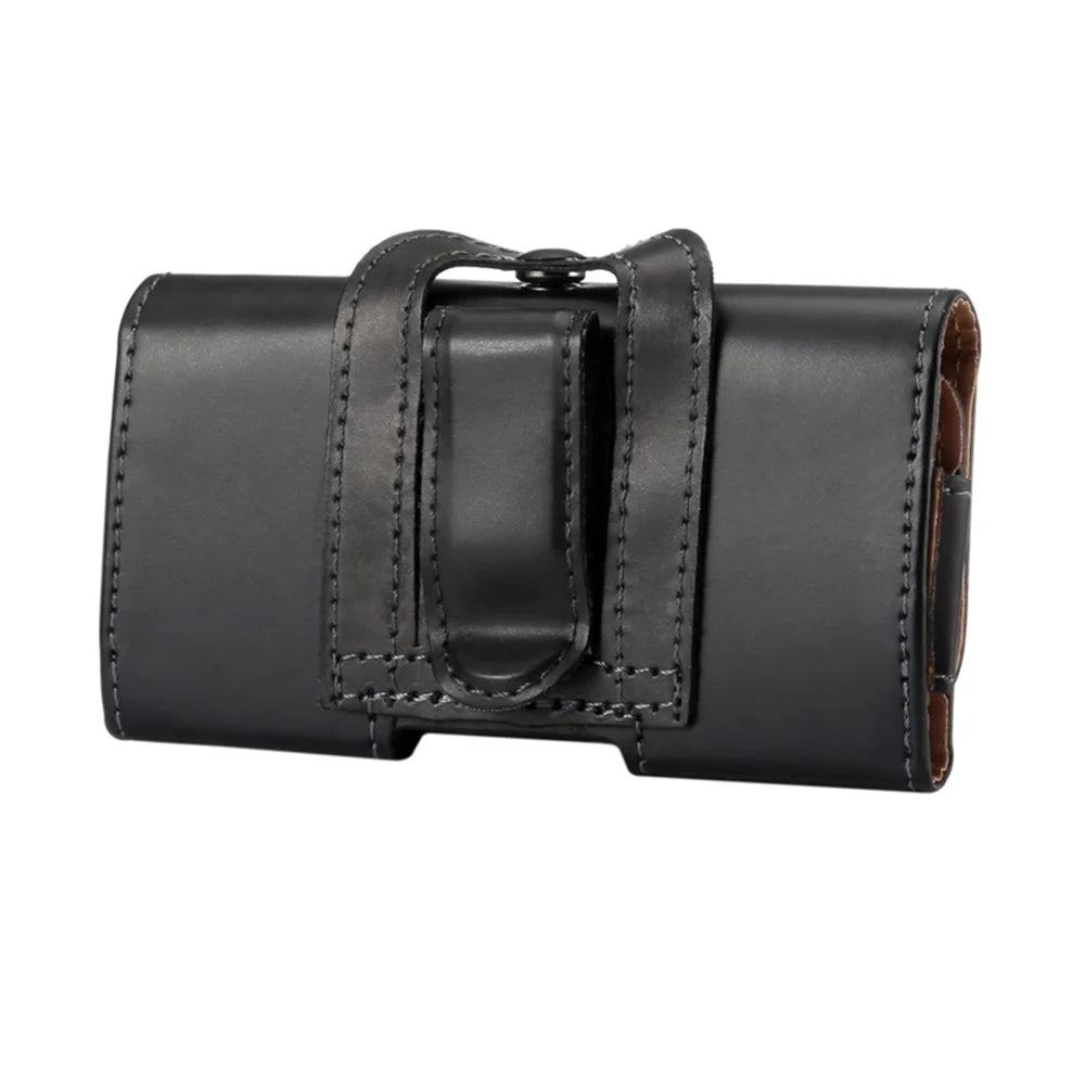 6.3 inch Horizontal Universal PU Leather Phone Case Pouch Bag with Belt Clip for Men, Size: 17 x 8.2 x 1.8cm - Black - 6