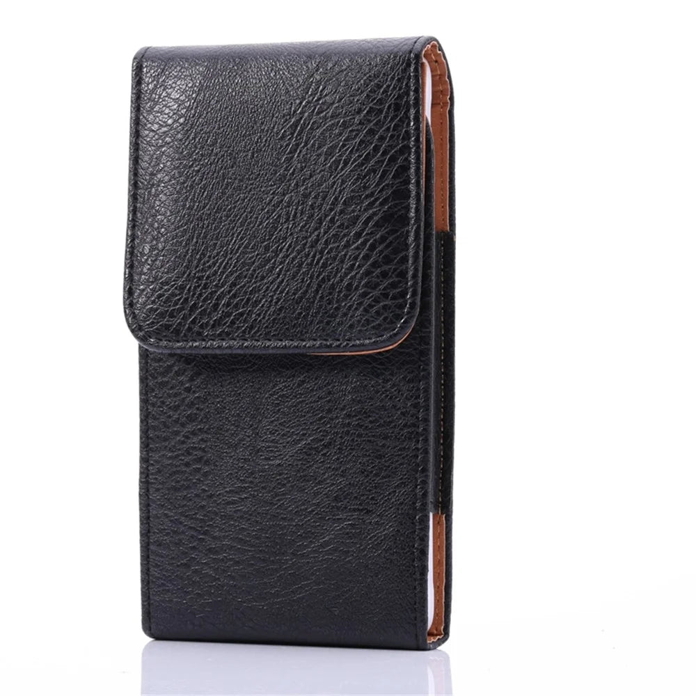 6.3 inch Universal Case Litchi Skin PU Leather Phone Pouch Case with Belt Clip for Men, Size: 16.5 x 8.3 x 1.8cm - Black - 1