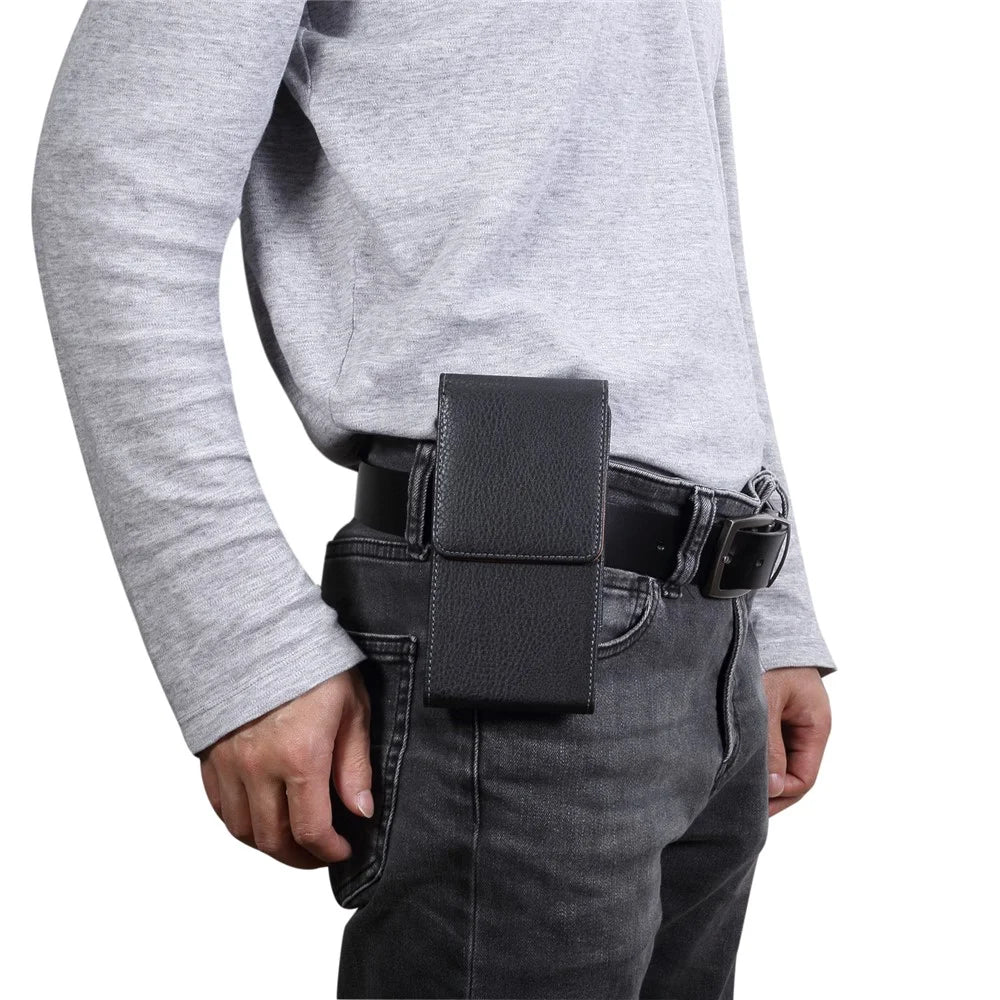 6.3 inch Universal Case Litchi Skin PU Leather Phone Pouch Case with Belt Clip for Men, Size: 16.5 x 8.3 x 1.8cm - Black - 3