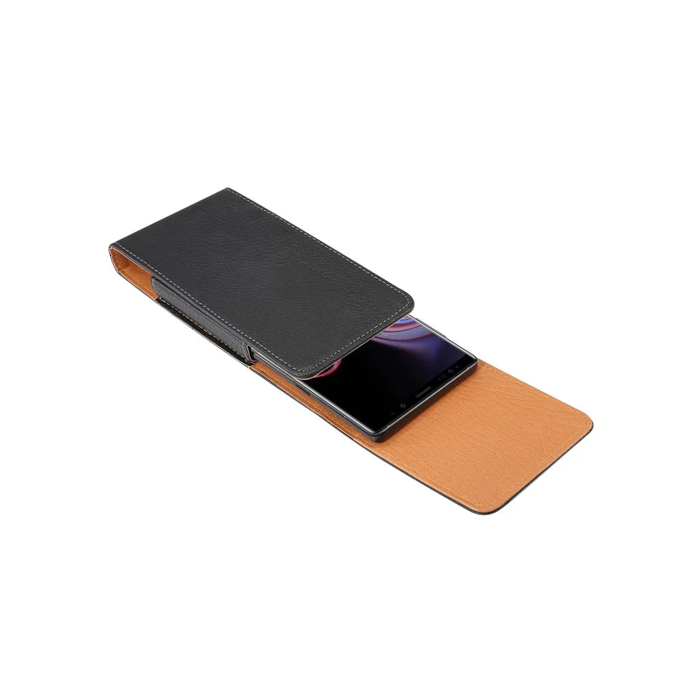 6.3 inch Universal Case Litchi Skin PU Leather Phone Pouch Case with Belt Clip for Men, Size: 16.5 x 8.3 x 1.8cm - Black - 4