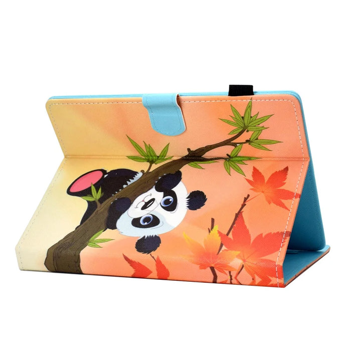 Universal 10-inch Patterned Tablet PU Leather Card Holder Case for iPad 9.7 (2018) / Samsung Tab S3 9.7 etc - Panda on the Tree - 6