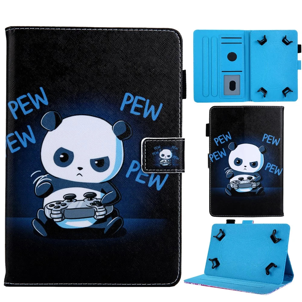 Universal 7-inch Animal Patterned Tablet PU Leather Card Holder Case for Galaxy Tab A 7.0 / Lenovo Tab3 7 Plus, etc - Panda - 1
