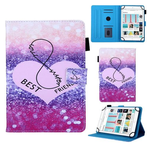 Pattern Printing Leather Flip Tablet Case for 10-Inch Tablet - Best Friends - 1