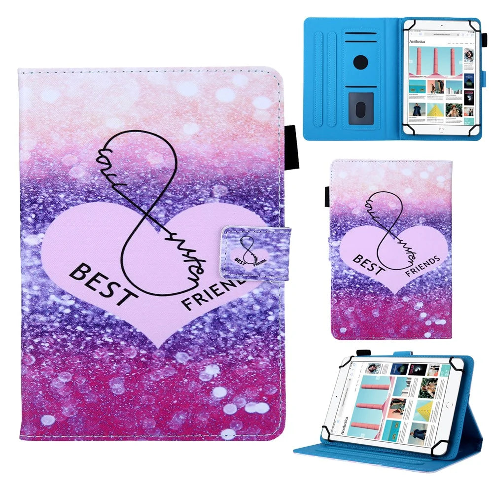 Pattern Printing Leather Flip Tablet Case for 10-Inch Tablet - Best Friends - 1