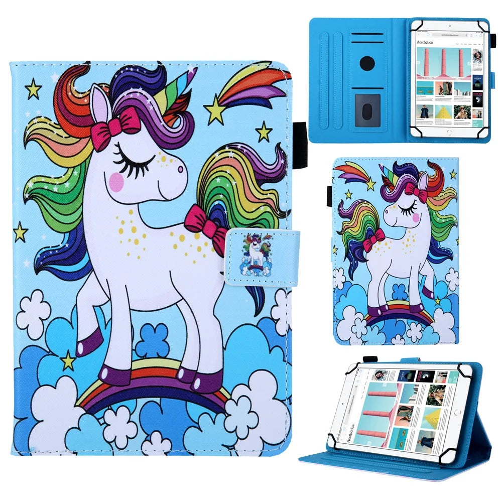 7-inch Universal Patterned Leather Stand Cover for Huawei MediaPad T3 / Galaxy Tab 3 Lite - Horse - 1