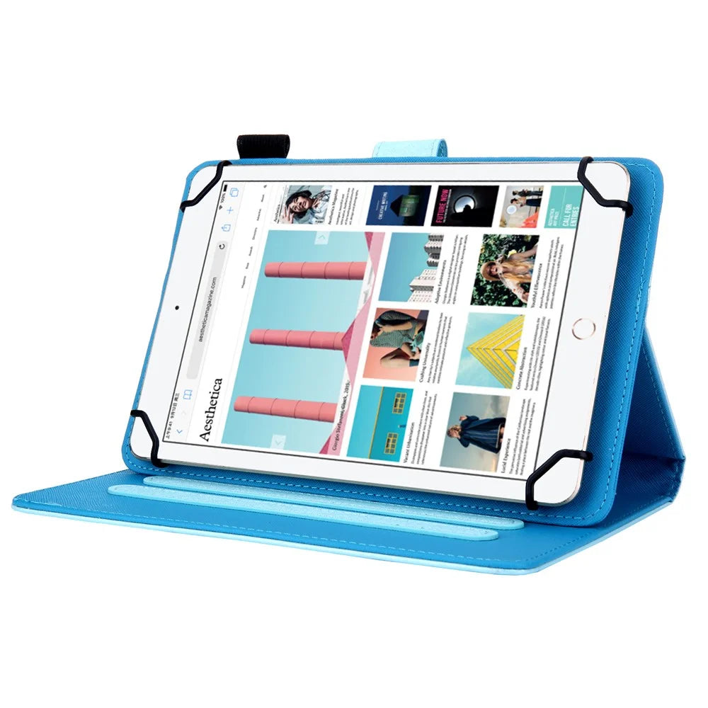 Leather Case Tablet Cover with Card Storage for 10 inch Tablet - Baby Blue - 3