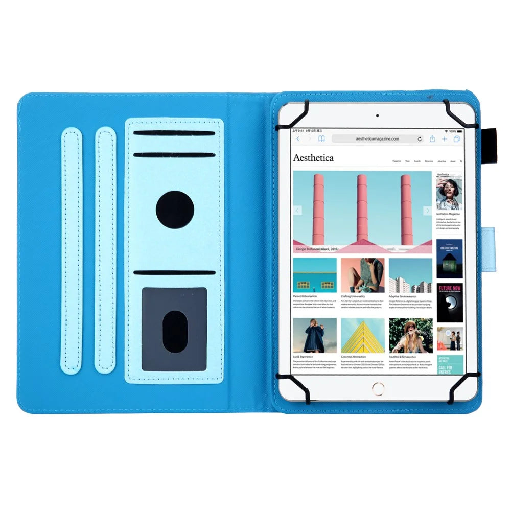 Leather Case Tablet Cover with Card Storage for 10 inch Tablet - Baby Blue - 5