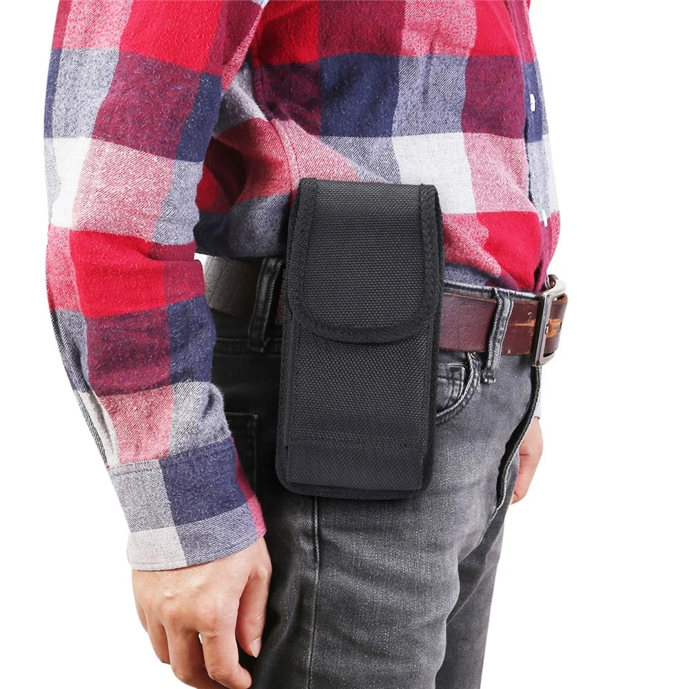 Outdoor Tactical Pouch Case Phone Belt Vertical Holster Universal Clip Flip Holder for Cell Phone - Black - 3