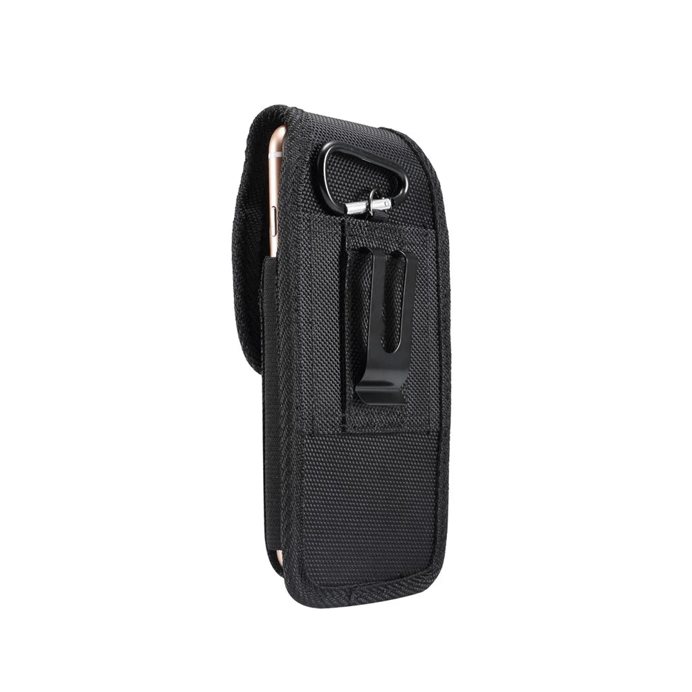 Universal Clip Oxford Cloth Hanging Waist Bag Card Holder Pouch Men Mobile Phone Bag for 5.7-6.3 inch Smartphones - Black - 2