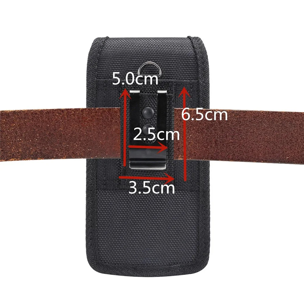 Universal Clip Oxford Cloth Hanging Waist Bag Card Holder Pouch Men Mobile Phone Bag for 4.7-5.0 inch Smartphones - Black - 5