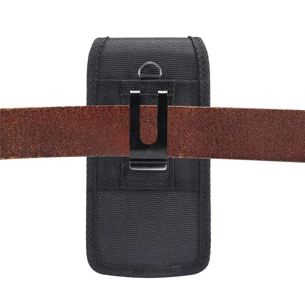Universal Clip Oxford Cloth Hanging Waist Bag Card Holder Pouch Men Mobile Phone Bag for 4.7-5.0 inch Smartphones - Black - 6