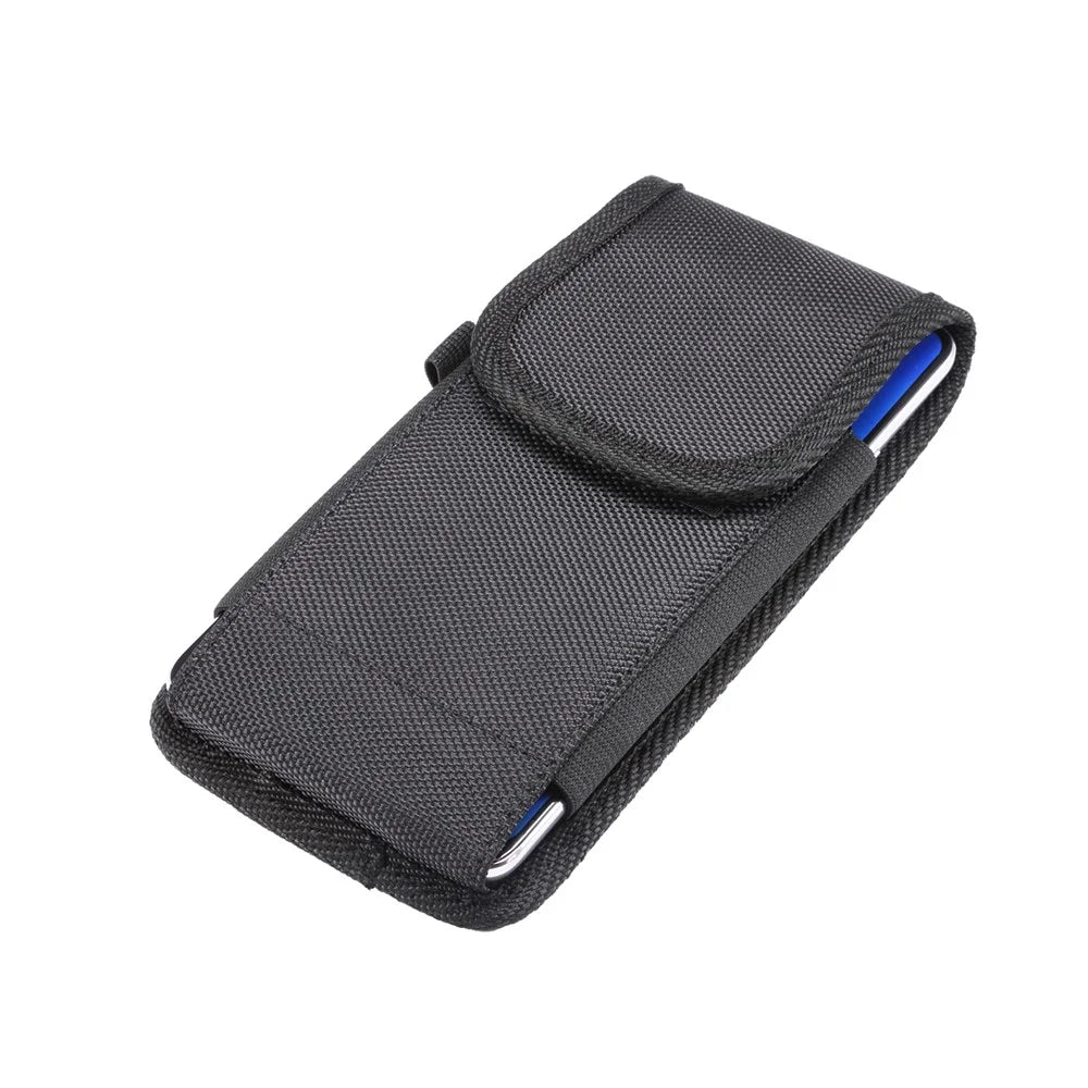Universal Clip Oxford Cloth Hanging Waist Bag Card Holder Pouch Men Mobile Phone Bag for 6.4-6.5-6.9 inch Smartphones - Black - 4