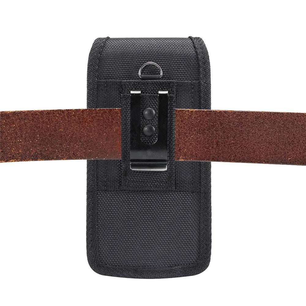 Universal Clip Oxford Cloth Hanging Waist Bag Card Holder Pouch Men Mobile Phone Bag for 6.4-6.5-6.9 inch Smartphones - Black - 5