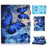 Universal Pattern Printing Card Slots Stand Leather Protective Case for 8-inch Tablet - Blue Butterflies - 1
