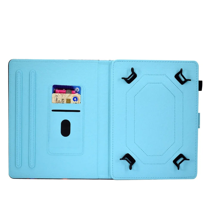 Universal Pattern Printing Card Slots Stand Leather Protective Case for 8-inch Tablet - Blue Butterflies - 4