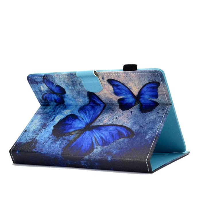 Universal Pattern Printing Card Slots Stand Leather Protective Case for 8-inch Tablet - Blue Butterflies - 5