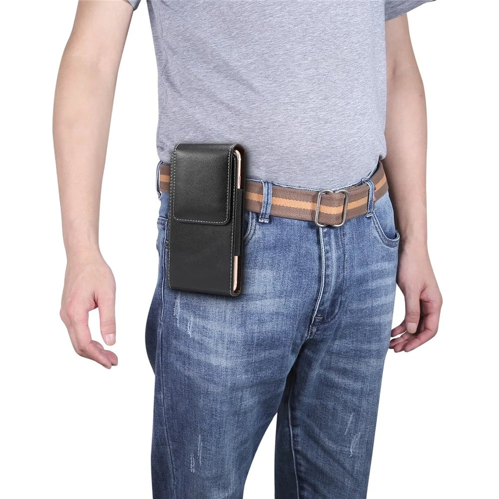 6.4-6.9 inch Universal Wear-resistant Leather Belt Clip Phone Pouch Case for iPhone Samsung Huawei Etc. - 2