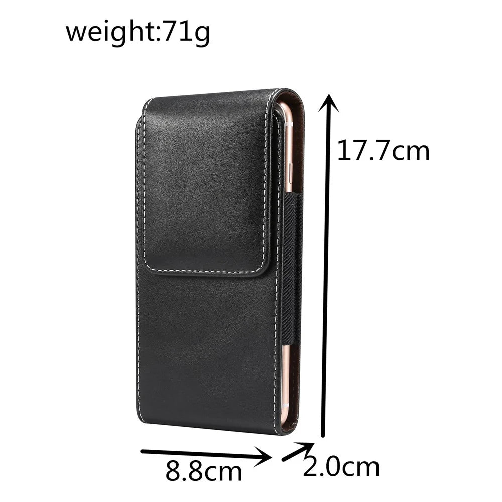 6.4-6.9 inch Universal Wear-resistant Leather Belt Clip Phone Pouch Case for iPhone Samsung Huawei Etc. - 3