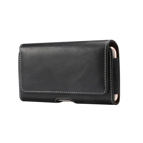 Universal Wear-resistant Leather Waist Bag for 4.7-5.2 Inch Smart Phone - Black - 1
