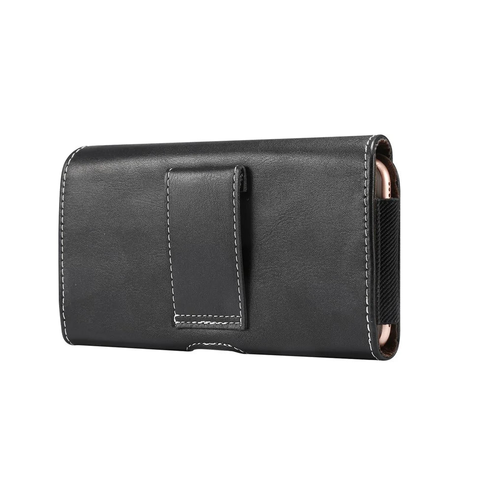 Universal Wear-resistant Leather Waist Bag for 4.7-5.2 Inch Smart Phone - Black - 3