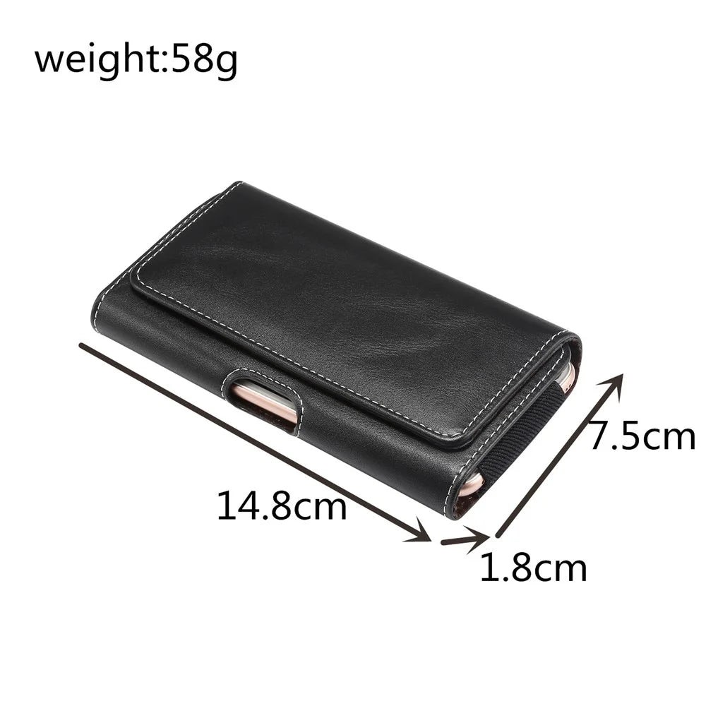 Universal Wear-resistant Leather Waist Bag for 4.7-5.2 Inch Smart Phone - Black - 4