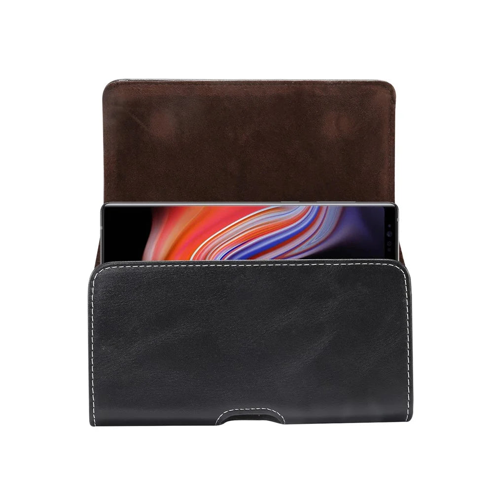 Men PU Leather Cross Matte Classic Waist-hanging for Samsung Galaxy N9/N8/A9/A70 Etc 6.3-inch Phone Case - Black - 7