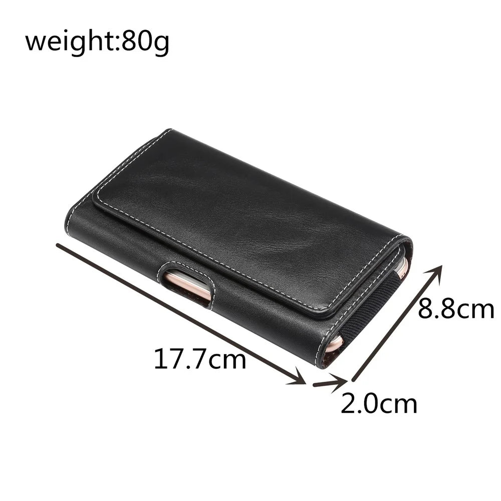 Men PU Leather Cross Matte Classic Waist-hanging for 6.4/6.5/6.9-inch Phone Case - Black - 4
