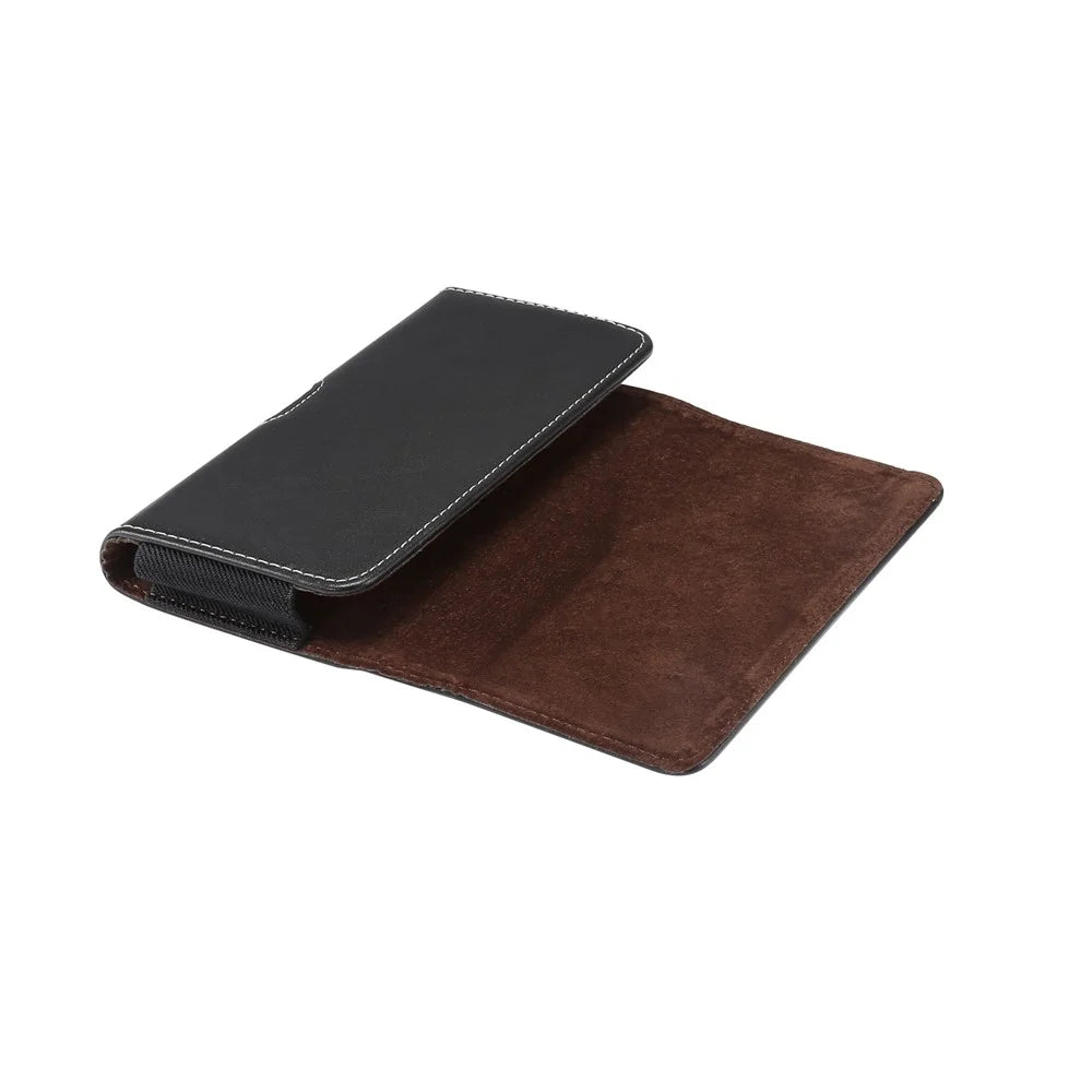 Men PU Leather Cross Matte Classic Waist-hanging for 6.4/6.5/6.9-inch Phone Case - Black - 7