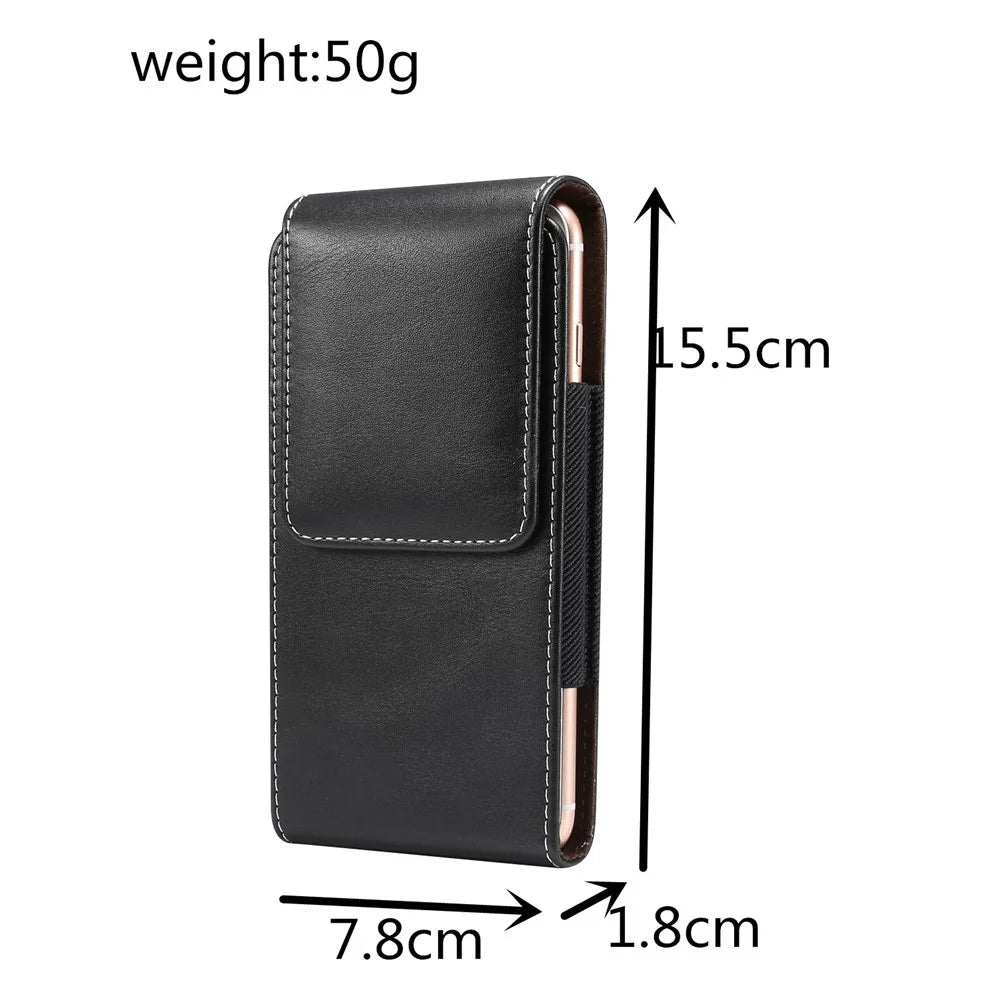 5.5 inch Universal Wear-resistant Leather Belt Clip Phone Pouch Case for iPhone Samsung Huawei Etc. - 4