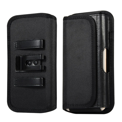 Universal Clip Hanging Waist Bag Card Holder Pouch Leather Phone Case for 5.2 inch Smartphones - Black - 1