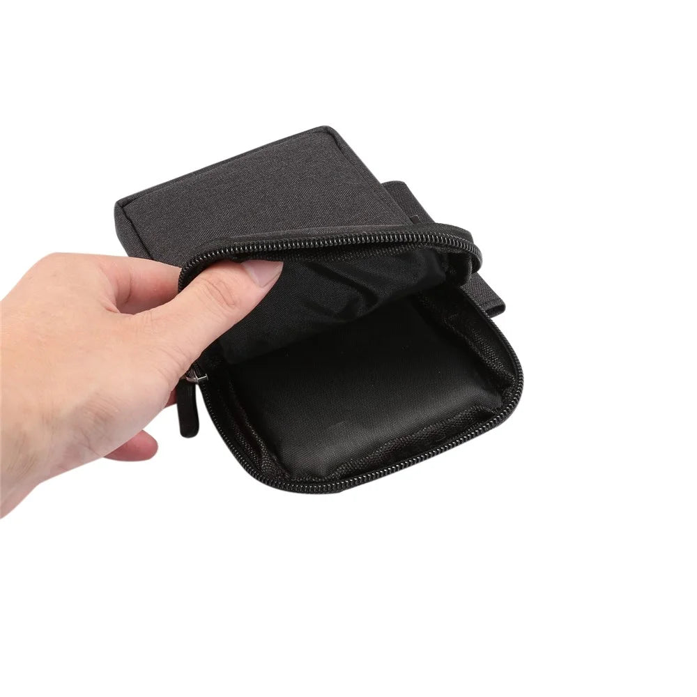 Denim Canvas Washable Zipper Phone Pouch Waist Bag, Internal Size: 10 x 17 x 2.5cm - Black - 7