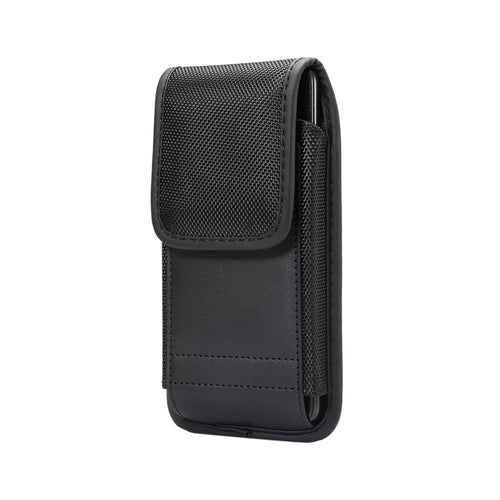 Oxford Cloth Nylon Universal Clip Hanging Waist Bag Card Holder Pouch Men Mobile Phone Bag for 6.4inch Smartphones - Black - 1