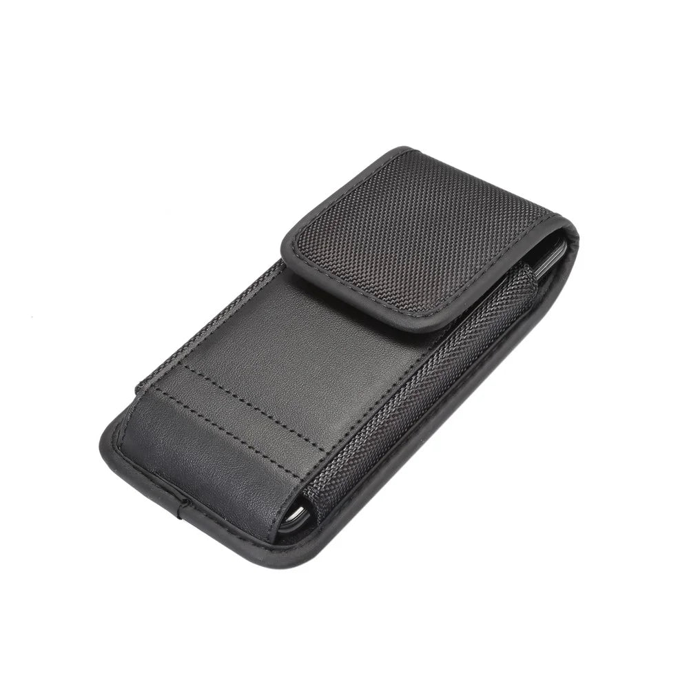 Oxford Cloth Nylon Universal Clip Hanging Waist Bag Card Holder Pouch Men Mobile Phone Bag for 6.4inch Smartphones - Black - 7