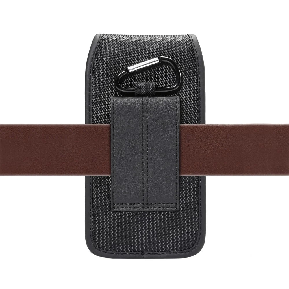 Oxford Cloth Nylon Universal Clip Hanging Waist Bag Card Holder Pouch Men Mobile Phone Bag for 5.5-6.3inch Smartphones - Black - 2