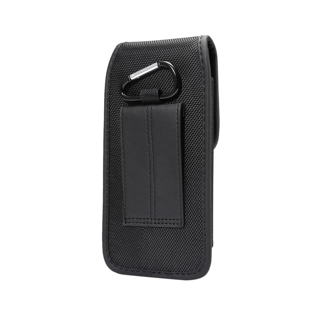 Oxford Cloth Nylon Universal Clip Hanging Waist Bag Card Holder Pouch Men Mobile Phone Bag for 5.5-6.3inch Smartphones - Black - 5