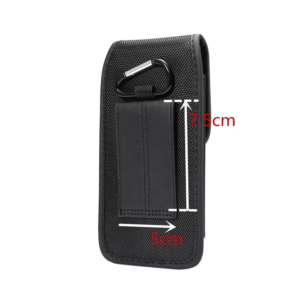 Oxford Cloth Nylon Universal Clip Hanging Waist Bag Card Holder Pouch Men Mobile Phone Bag for 5.5-6.3inch Smartphones - Black - 6