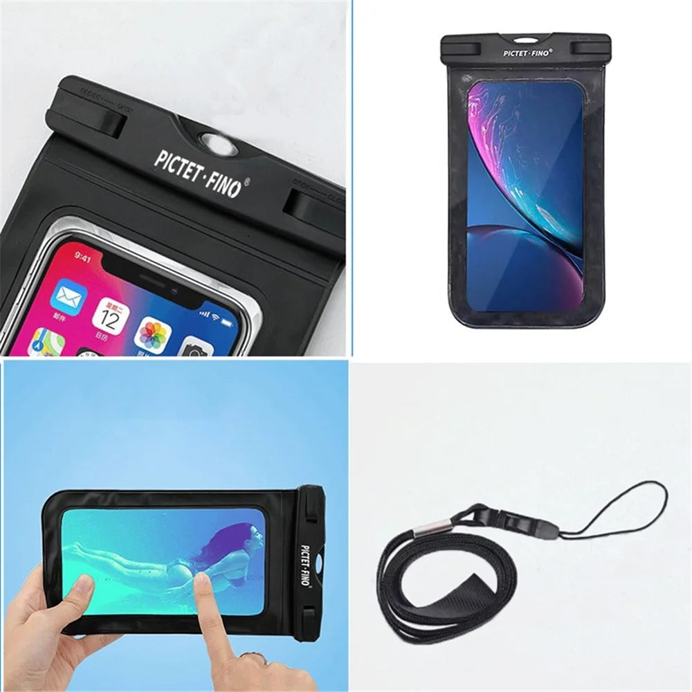 PICTET.FINO RH13 Universal IPX8 Waterproof Pouch Plastic PVC Case Bag for Cell Phone within 6.5 inches - Black - 4