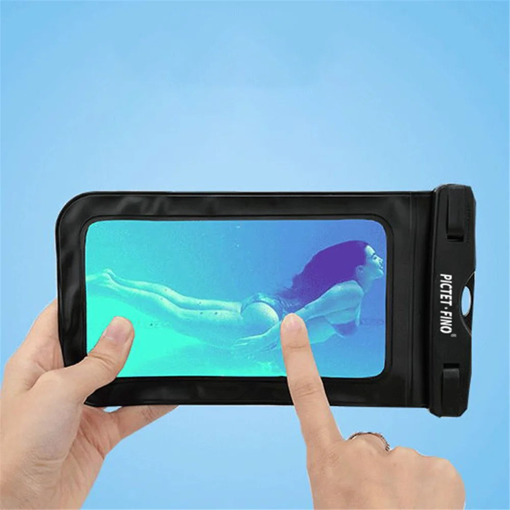 PICTET.FINO RH13 Universal IPX8 Waterproof Pouch Plastic PVC Case Bag for Cell Phone within 6.5 inches - Black - 6