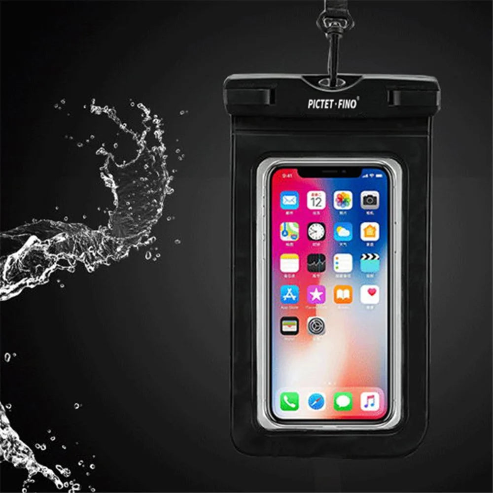 PICTET.FINO RH13 Universal IPX8 Waterproof Pouch Plastic PVC Case Bag for Cell Phone within 6.5 inches - Black - 7