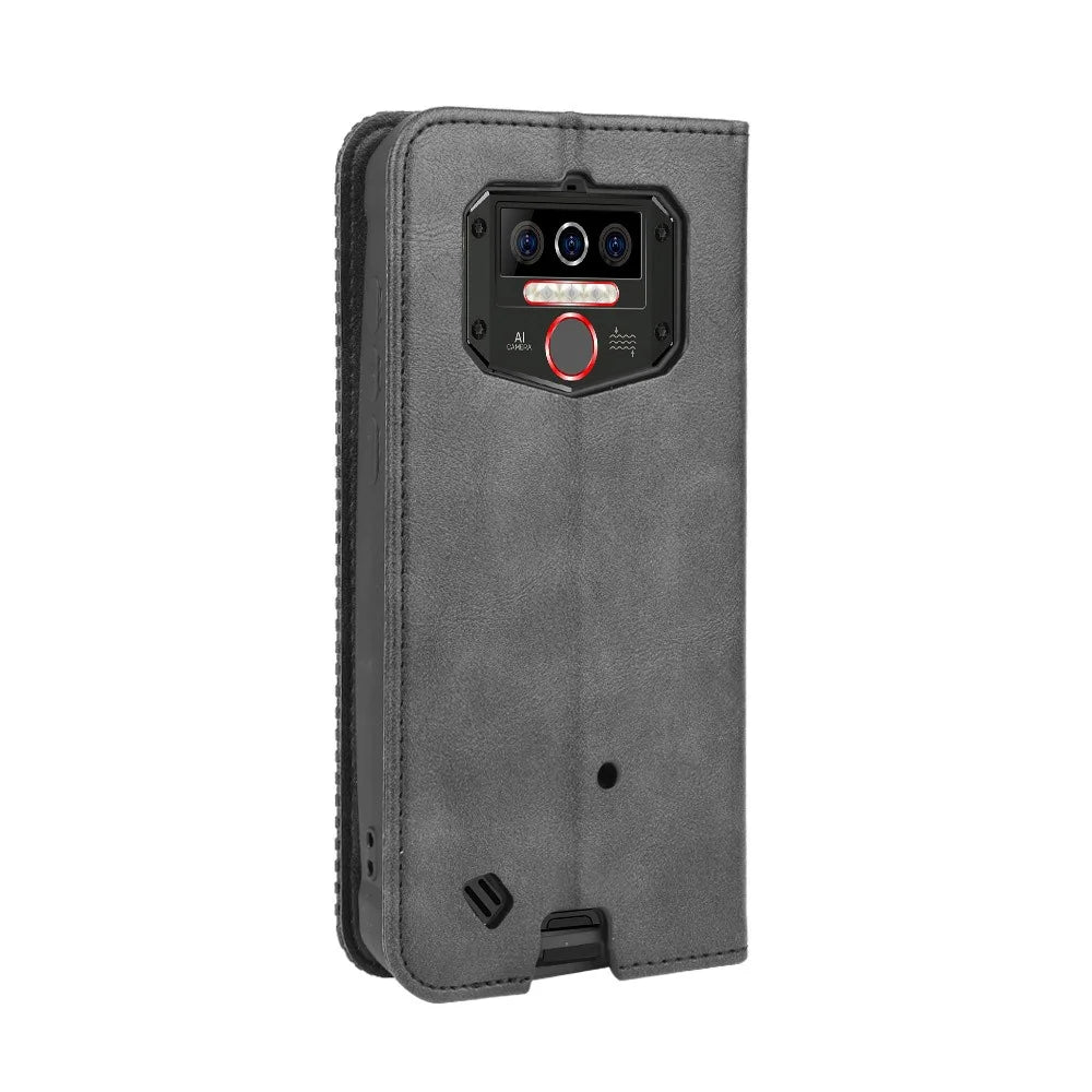 Auto-absorbed Retro PU Leather Shell Wallet Cell Phone Cover for Oukitel WP5 - Black - 7