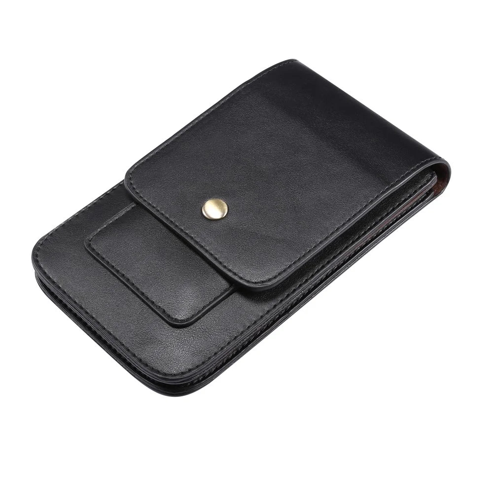 6.3-6.9 Inch Universal Wear-resistant Leather Belt Clip Phone Pouch Case for iPhone Samsung Huawei Etc. - Black - 4
