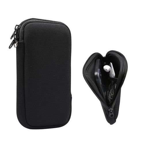 Stretch Hanging Bag  Phone Pouch Zippered Cover for iPhone 12 mini/11 Pro etc. 4.7-5.4 inch Cell Phone - Black - 1