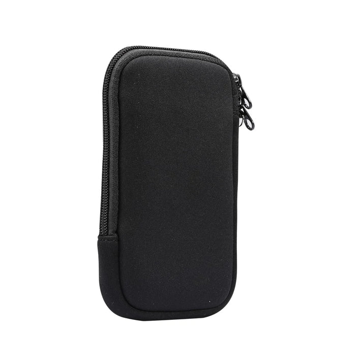 Stretch Hanging Bag  Phone Pouch Zippered Cover for iPhone 12 mini/11 Pro etc. 4.7-5.4 inch Cell Phone - Black - 2