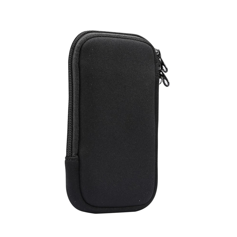Hanging Bag Elastic Phone Pouch Zippered Cover for iPhone 12 Pro Max etc. 6.7-6.9 inch Cell Phone - Black - 2