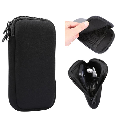 Stretch Hanging Bag Phone Pouch Zippered Cover for Huawei Mate 20 X / Xiaomi Mi Max 3 etc. 7.2-inch Phone - Black - 1