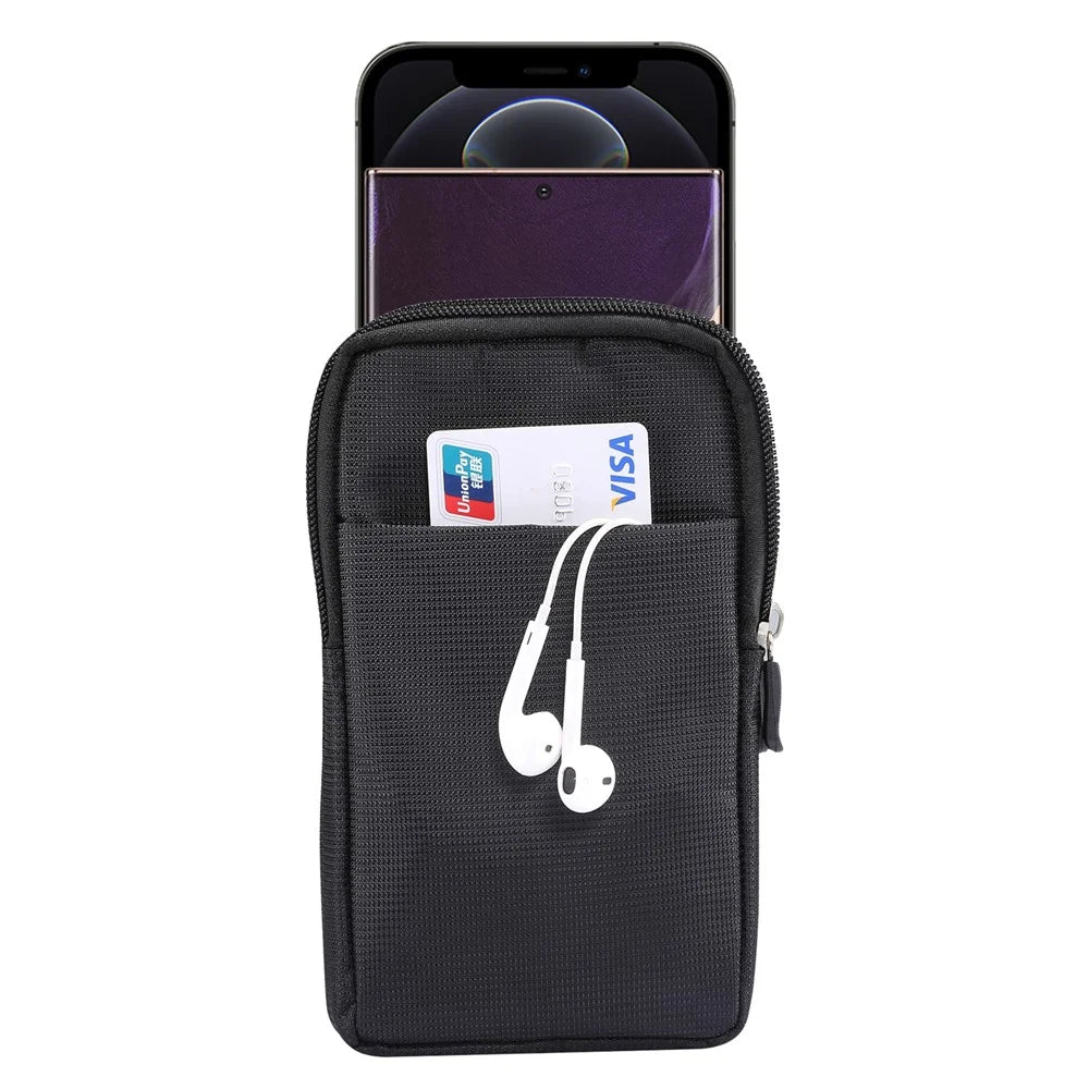 6.7/6.9 inch Universal Phone Pouch Case Sports Leisure Waist Bag for iPhone Samsung Huawei Etc. - Black - 3
